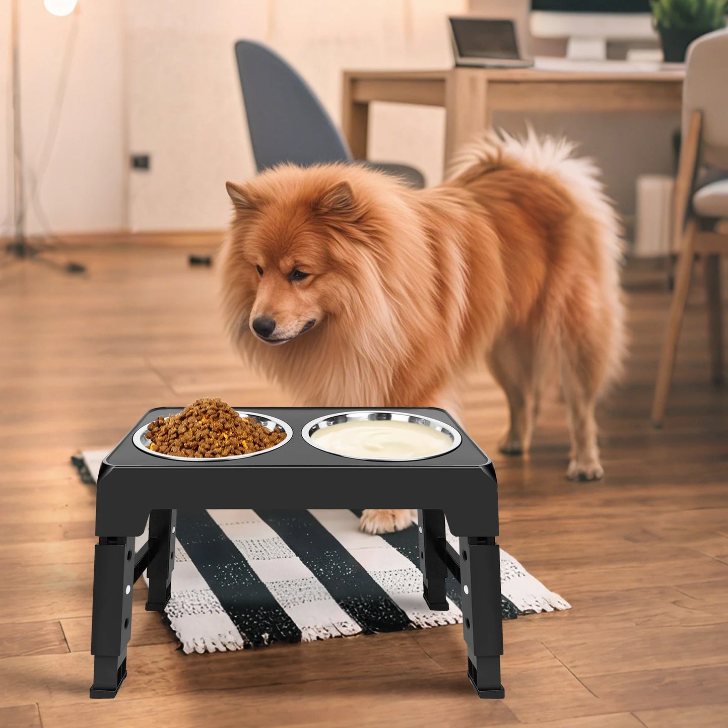 Adjustable Elevated Dog Bowl Stand (2 × 1200 ml)