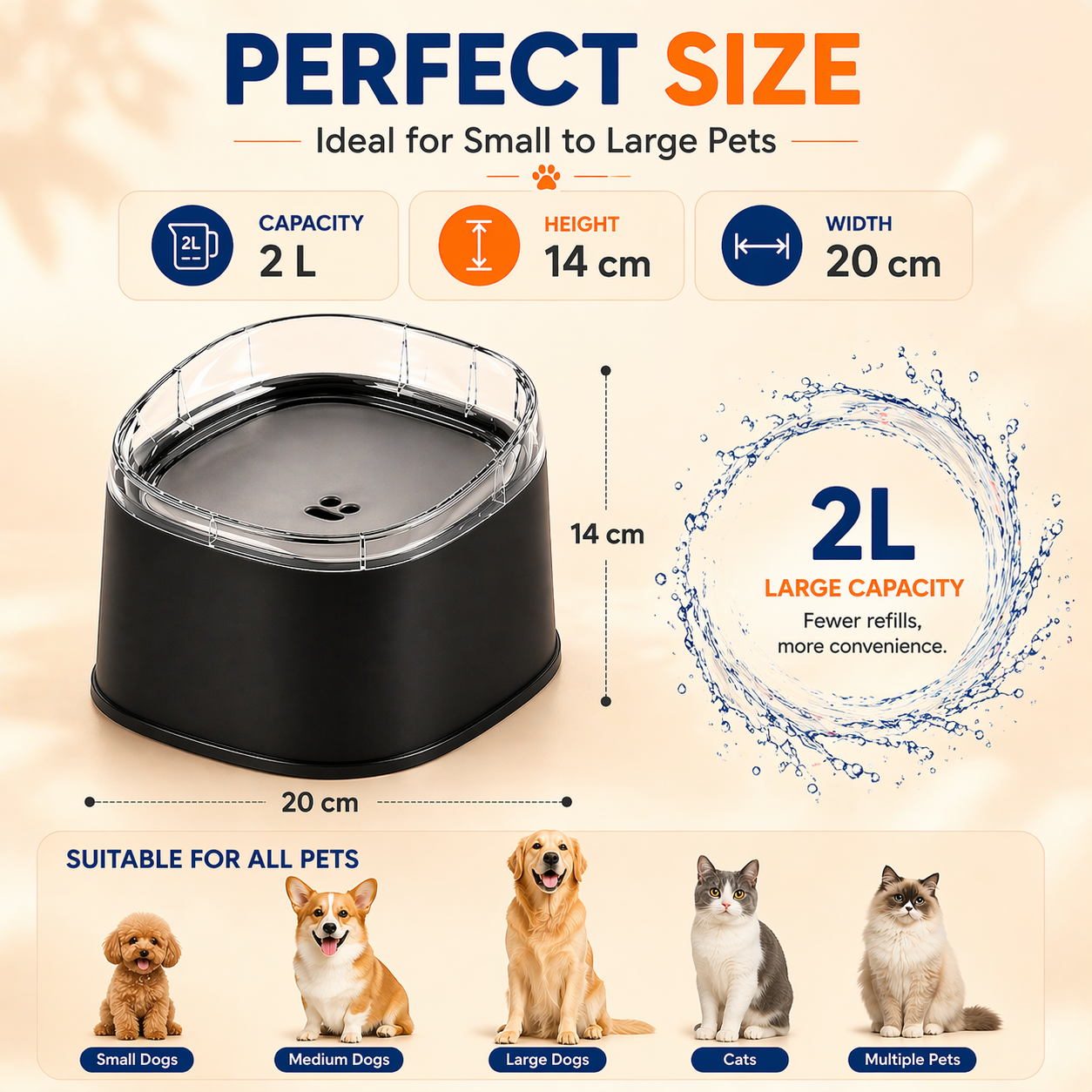 No-Spill Slow Drinking Pet Bowl (2L)
