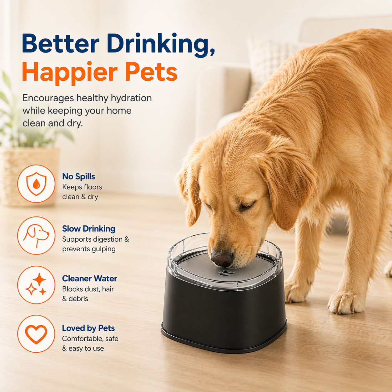 No-Spill Slow Drinking Pet Bowl (2L)