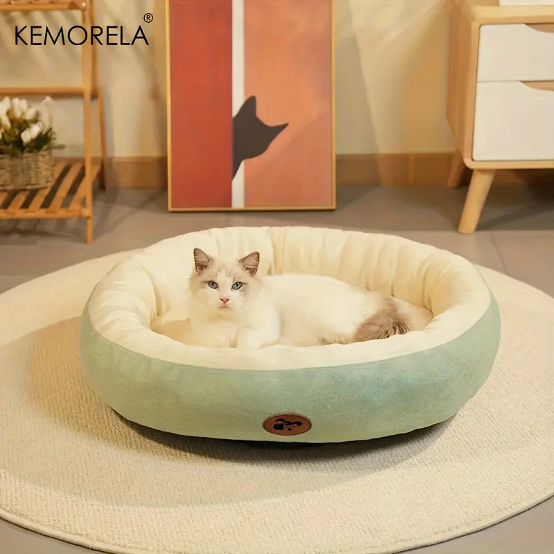 Plush Oval Pet Bed for Dogs and Cats