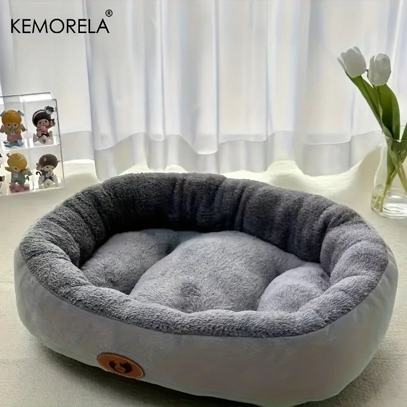 Plush Oval Pet Bed for Dogs and Cats