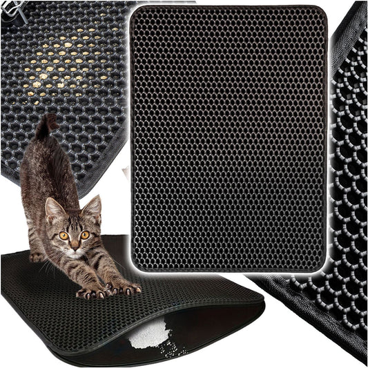 Litter box mat, double-layer mat, doormat for cats, black