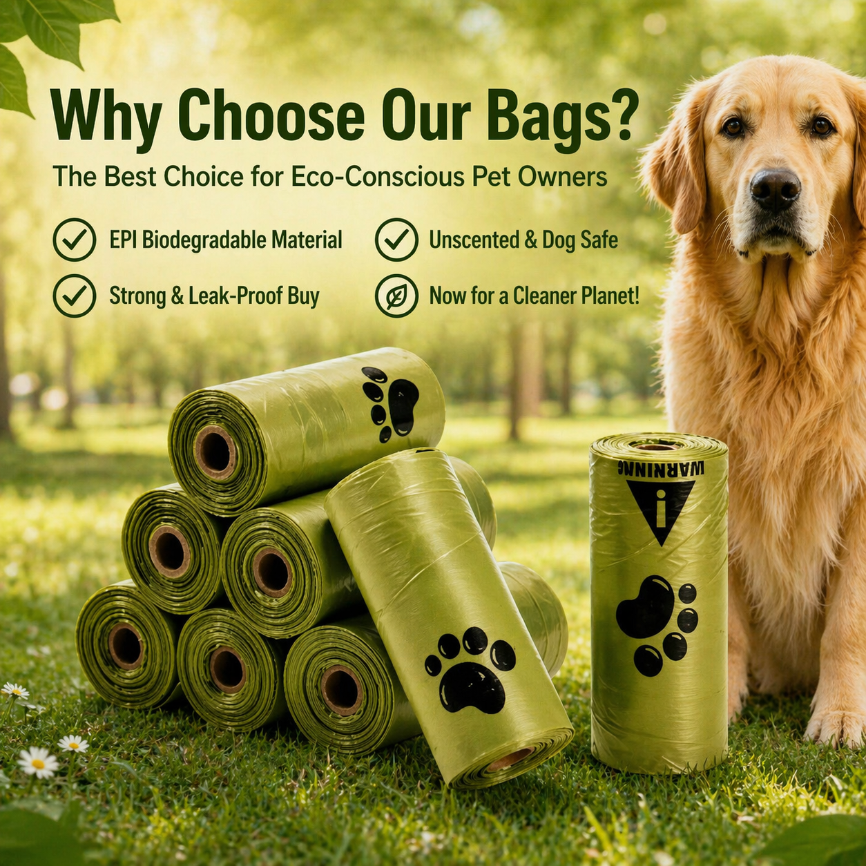 EcoDog Biodegradable Poop Bags – Leak-Proof Pet Waste Bags