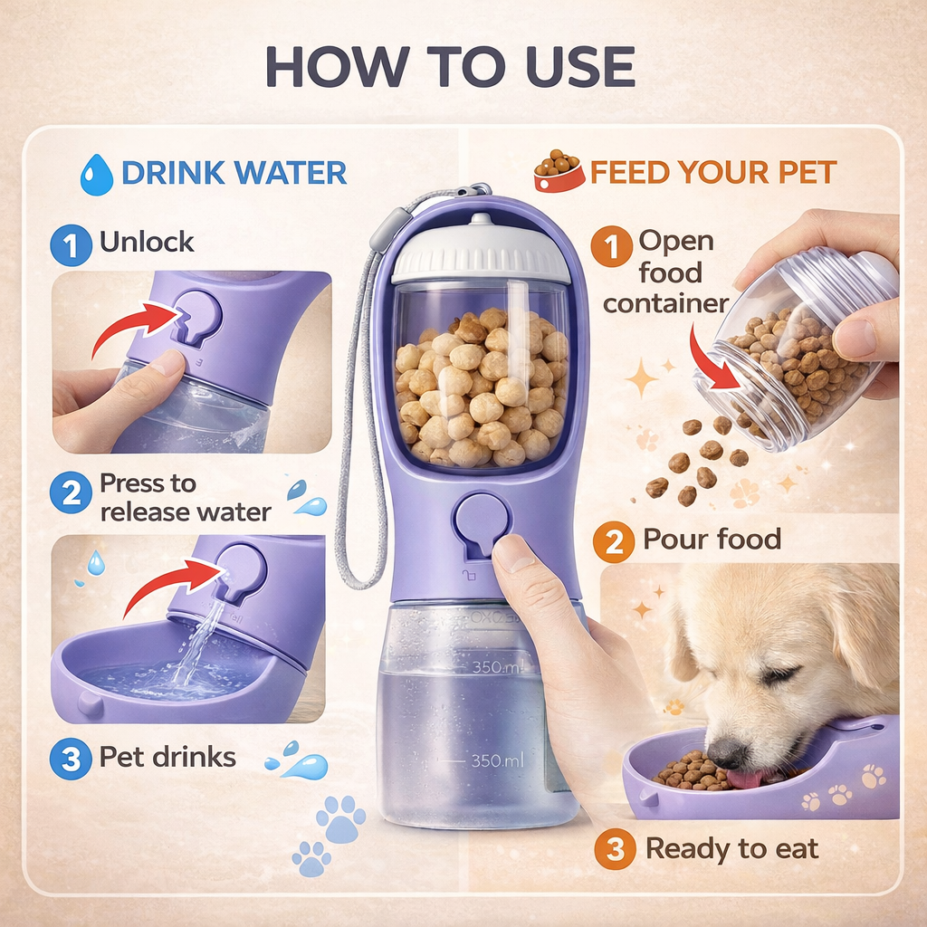 3-in-1 Portable Pet Travel Bottle