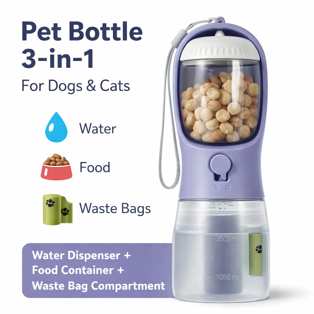 3-in-1 Portable Pet Travel Bottle
