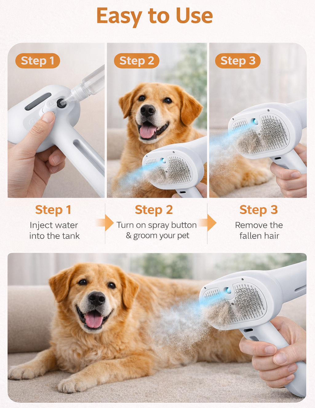 Steam Pet Brush – Remove Shedding & Calm Your Pet