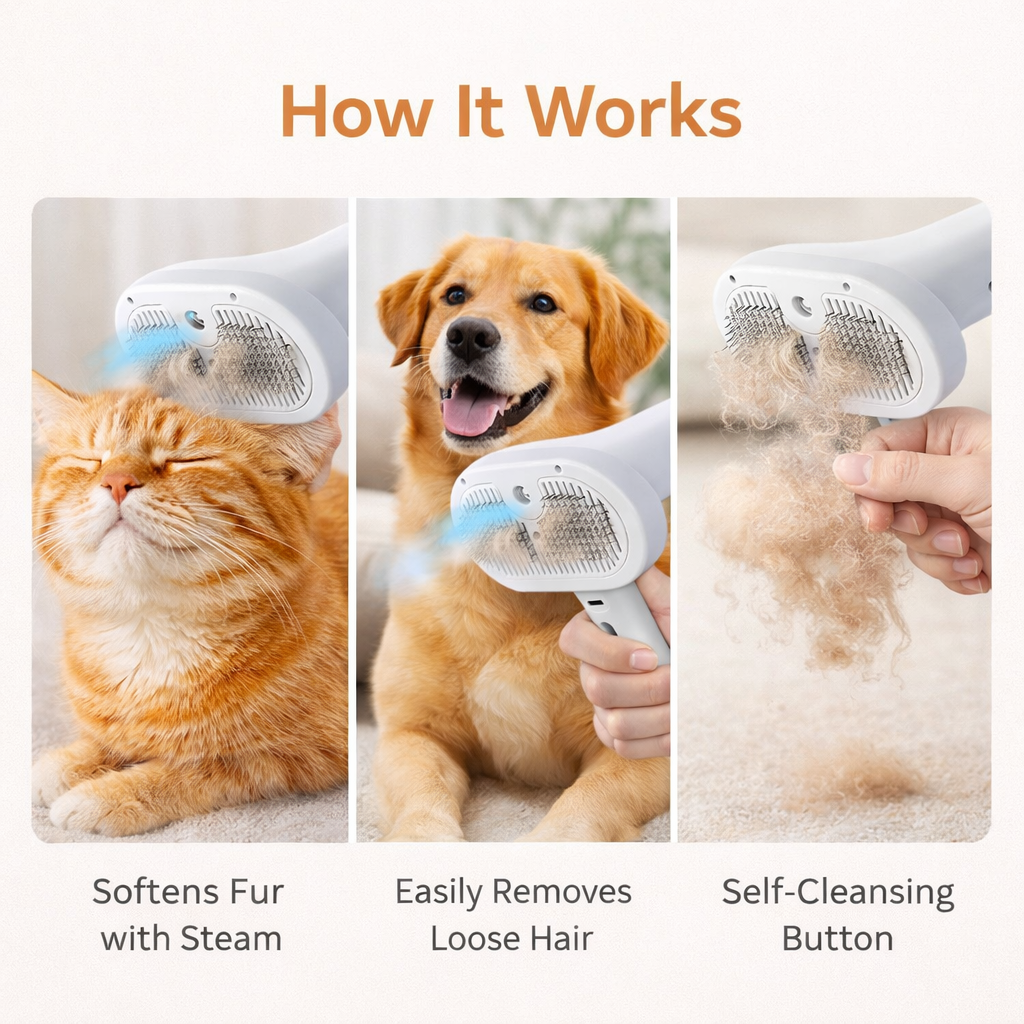 Steam Pet Brush – Remove Shedding & Calm Your Pet