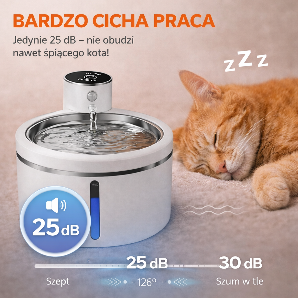Inteligentna fontanna dla zwierząt 2.5L z czujnikiem ruchu