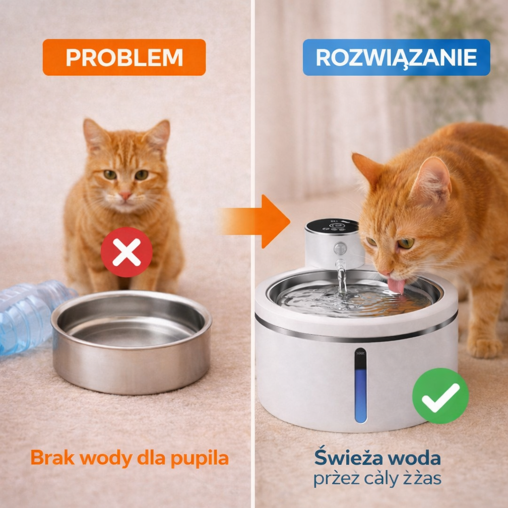 Inteligentna fontanna dla zwierząt 2.5L z czujnikiem ruchu