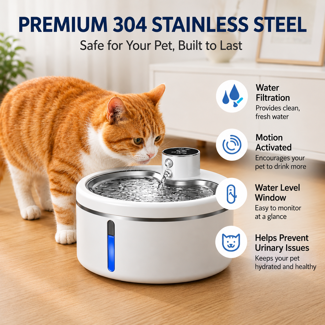 Smart Wireless Pet Water Fountain 2.5L