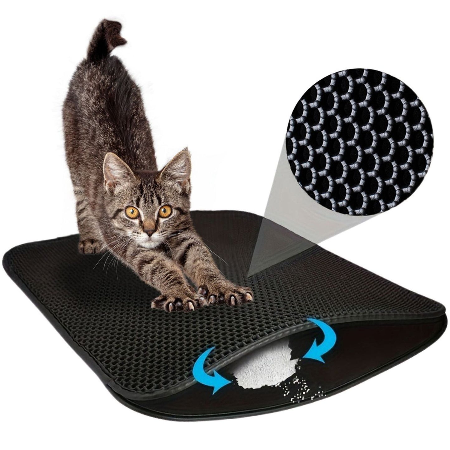Litter box mat, double-layer mat, doormat for cats, black