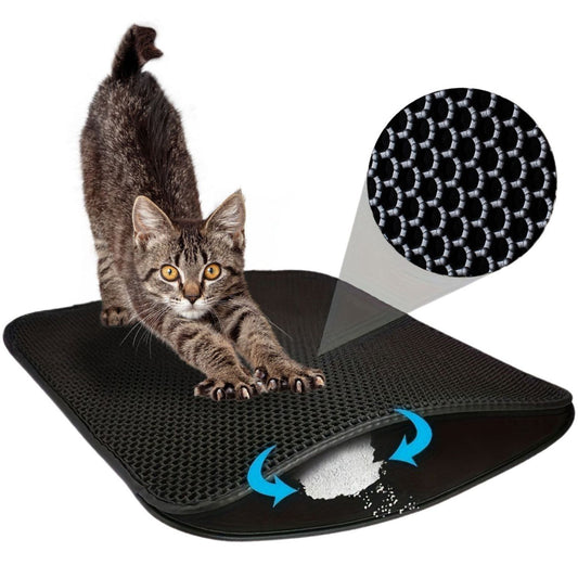 Litter box mat, double-layer mat, doormat for cats, black