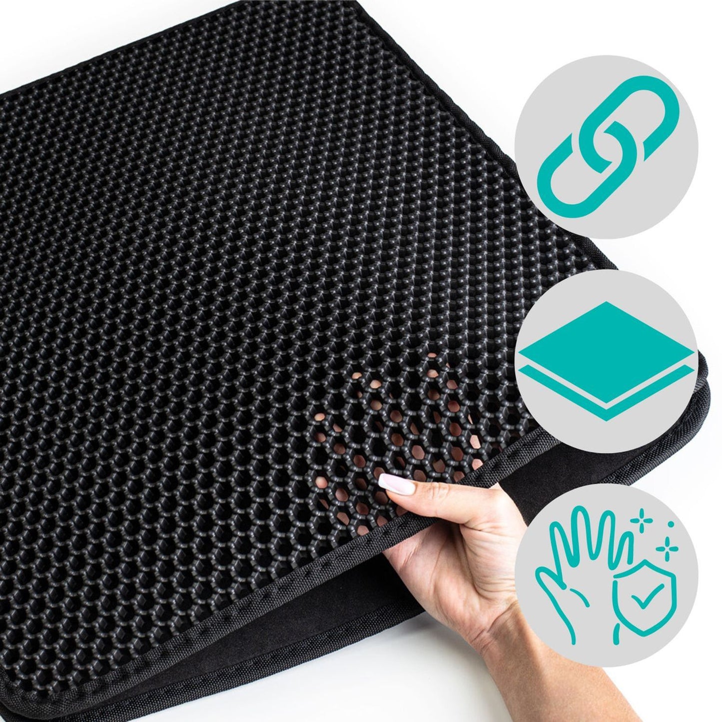 Litter box mat, double-layer mat, doormat for cats, black