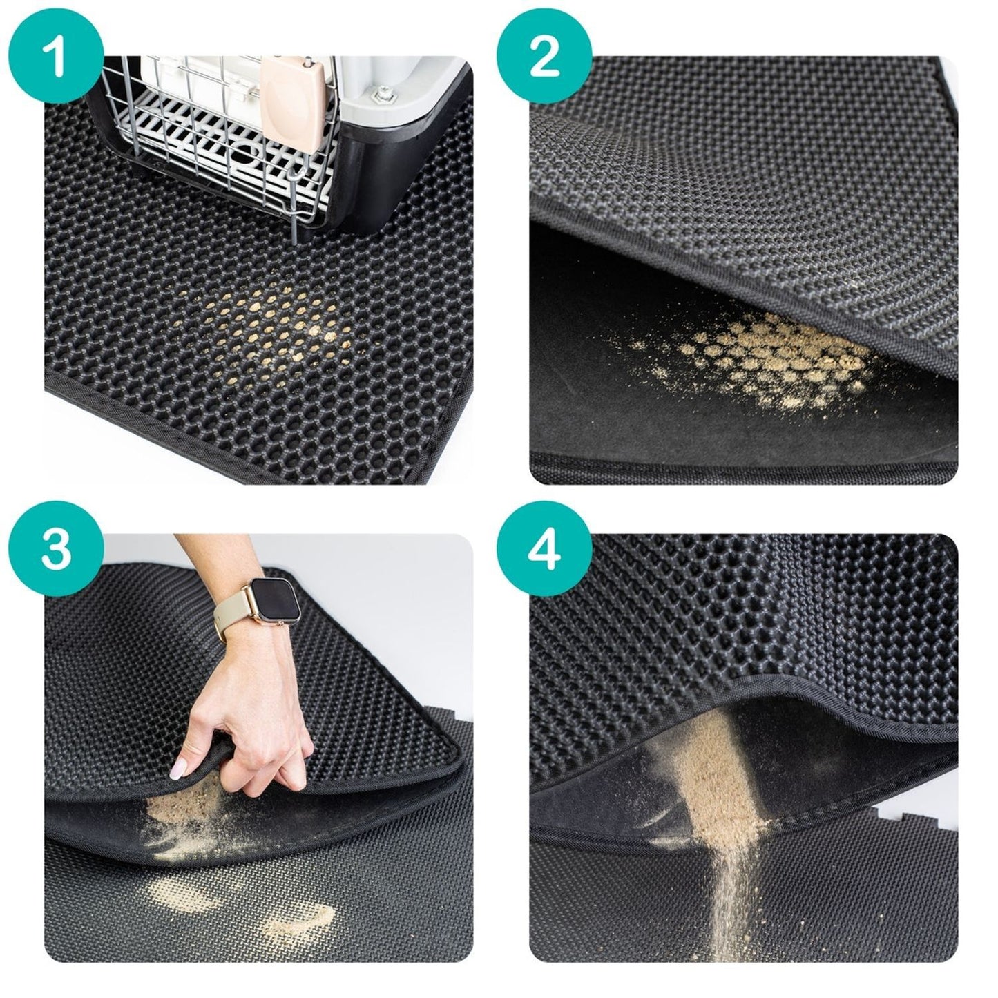 Litter box mat, double-layer mat, doormat for cats, black